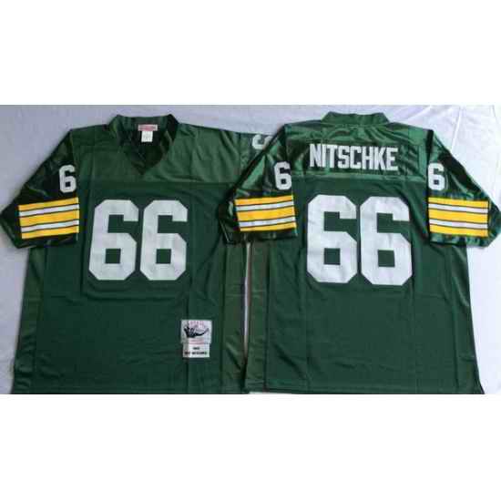 Men Green Bay Green Bay Packers 66 Ray Nitschke Green M&N Throwback Jersey